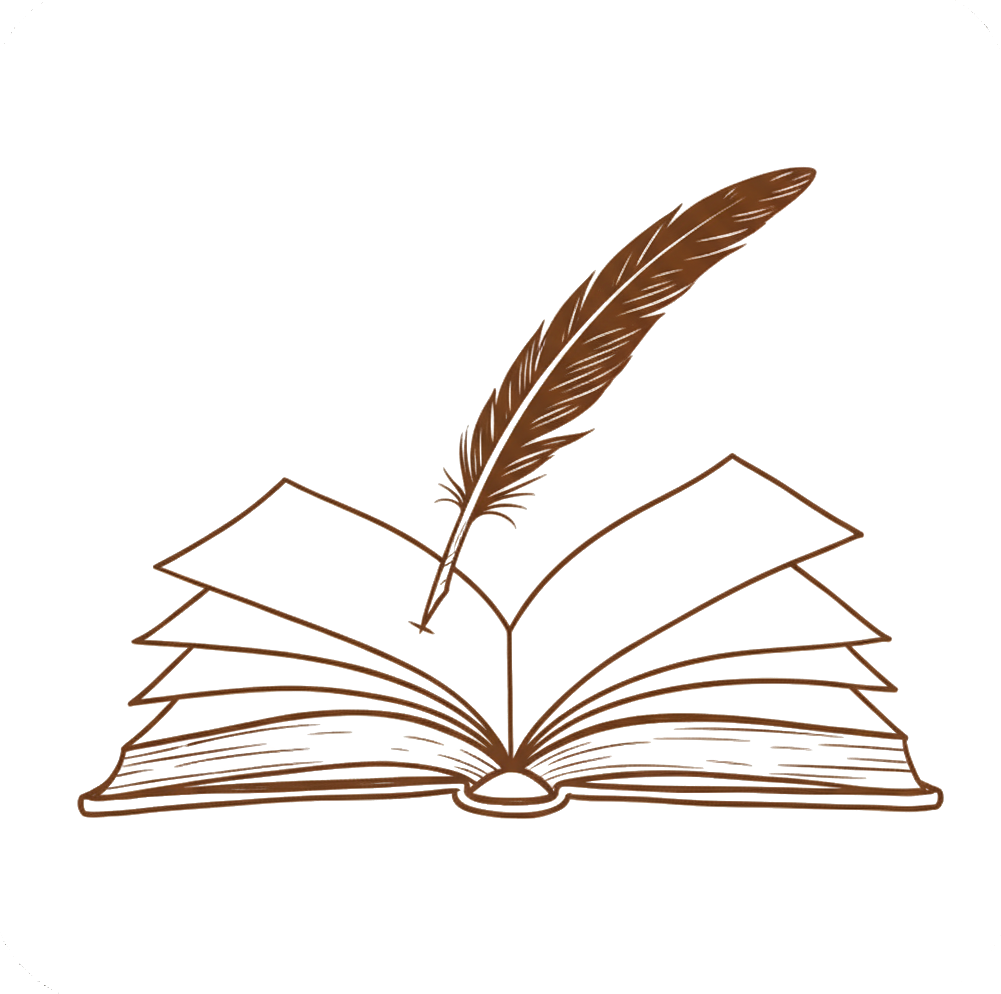 Bookpipe — open book and quill mark